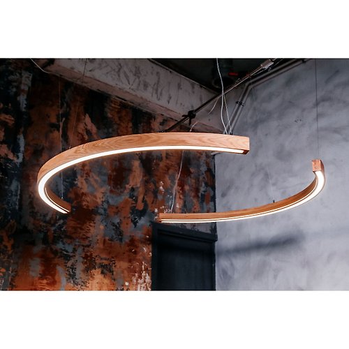 LUBBRO Wood pendant lamp living room Scandinavian pendant light fixture Hanging light
