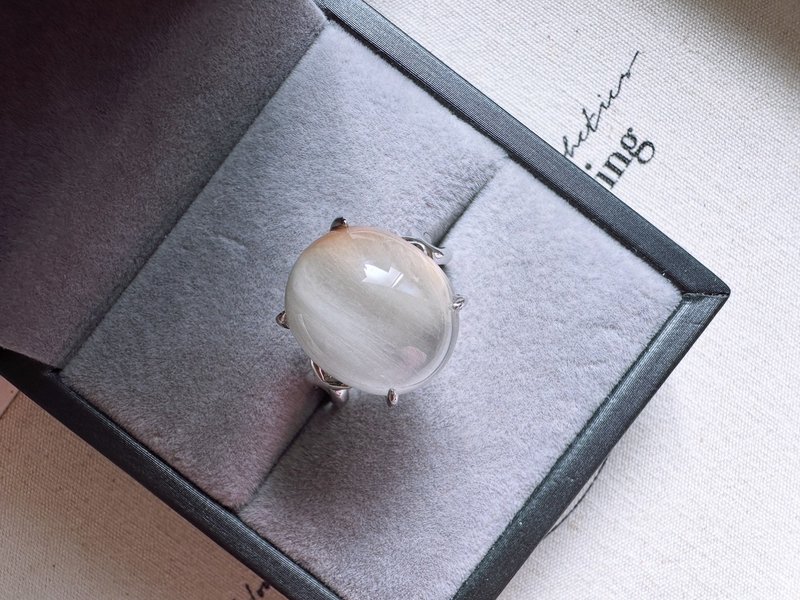 白ピンク ラビットヘアールチルクォーツ シルバーリング - White & Pink Rutilated Quartz Ring - リング・指輪 - クリスタル 