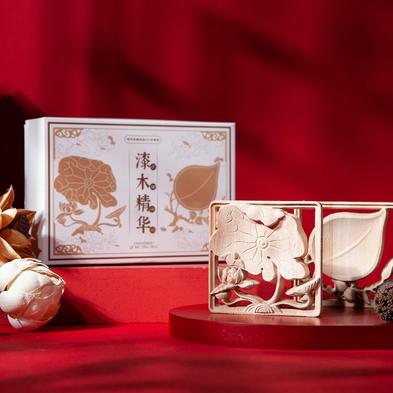 Collection series of eight-treasure gilded DIY ornaments, Chinese style refrigerator magnets and furniture - ของวางตกแต่ง - ไม้ 