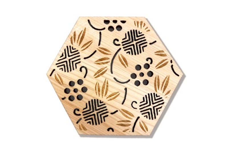 [Coaster] Hexagonal Plum - ตะเกียบ - ไม้ 