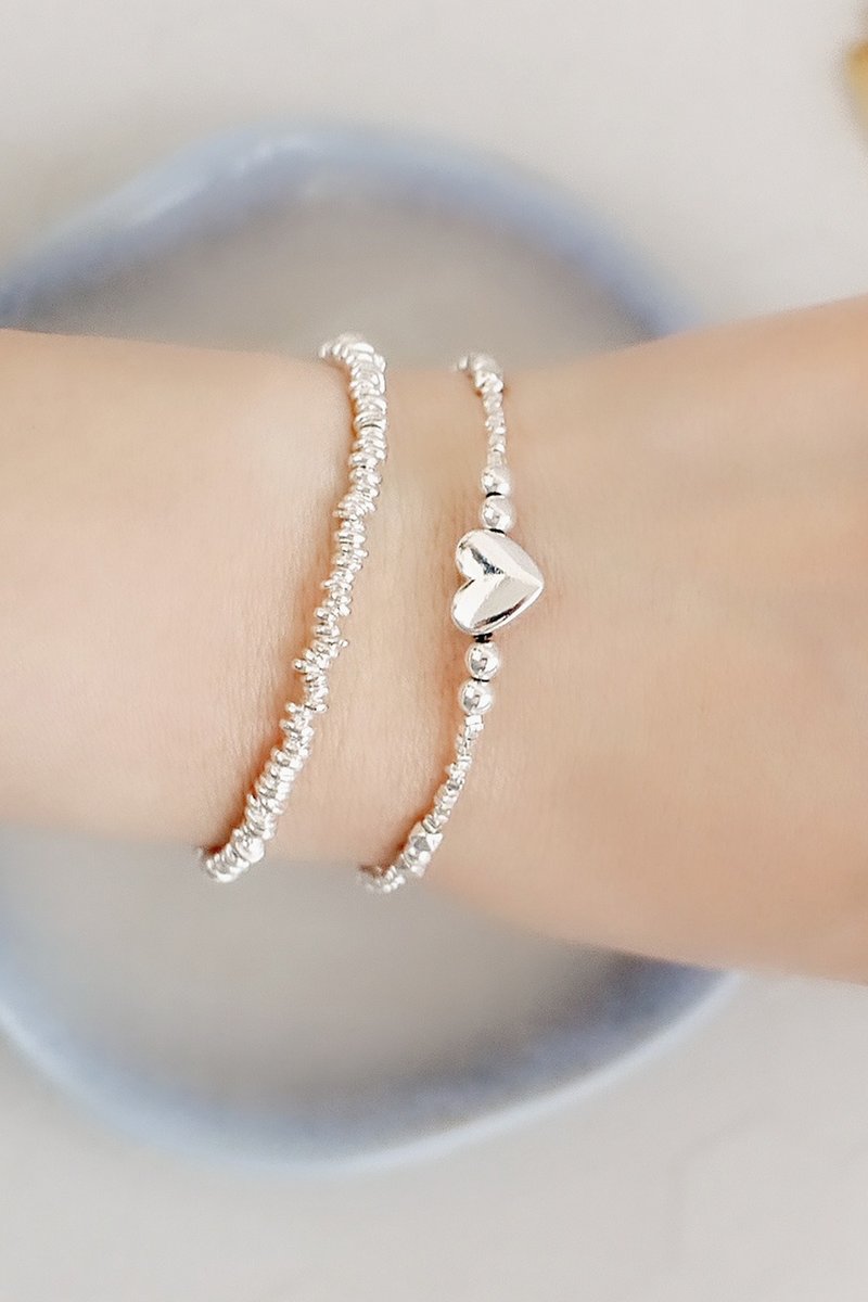 Sweet Little Days Sterling Silver Bracelet | Valentine's Day Girls Gift 925 Silver Beaded Bracelet Love Bracelet - Bracelets - Sterling Silver Silver