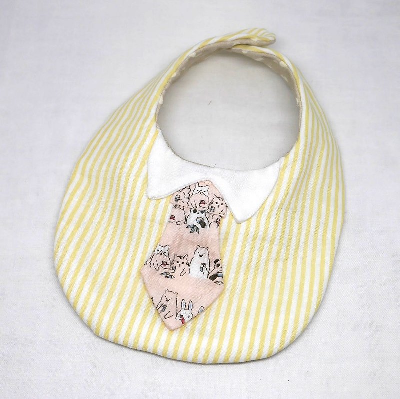 Japanese Handmade 8-layer-gauze Baby Bib / with tie - 口水肩/圍兜 - 棉．麻 黃色