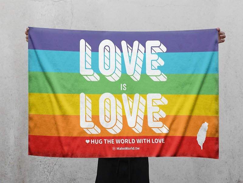 Make World Sports Bath Towel (Rainbow-LOVE is LOVE/White) - Towels - Polyester 