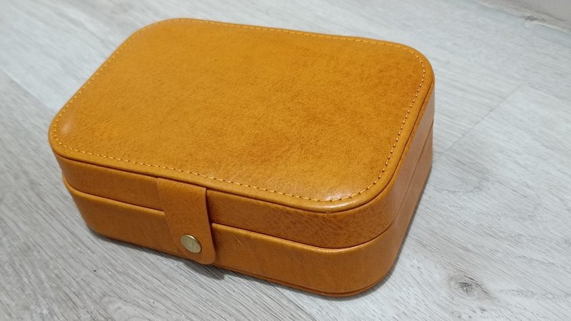 焦糖黃植鞣飾品盒 - 居家收納/收納盒/儲物盒 - 真皮 橘色