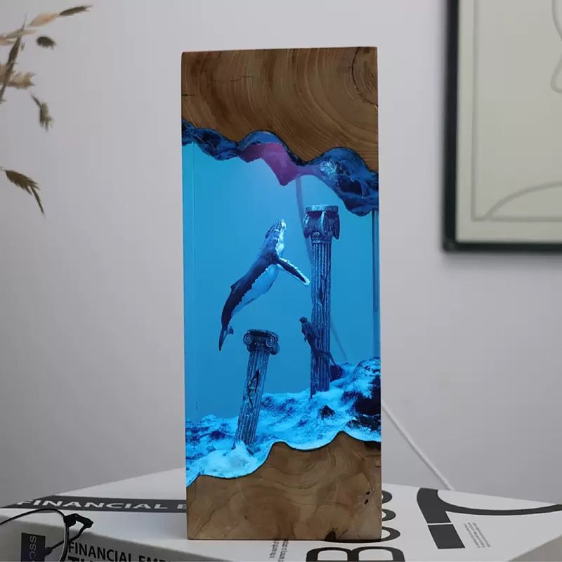 亞特蘭蒂斯海世界 鯨魚/魔鬼魚潛水員夜燈/禮物 - 燈具/燈飾 - 樹脂 藍色