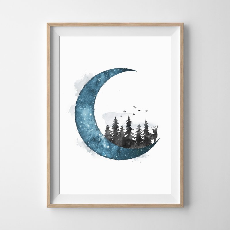 Moon forest print #2 可客製化 掛畫 海報 - 壁貼/牆壁裝飾 - 紙 