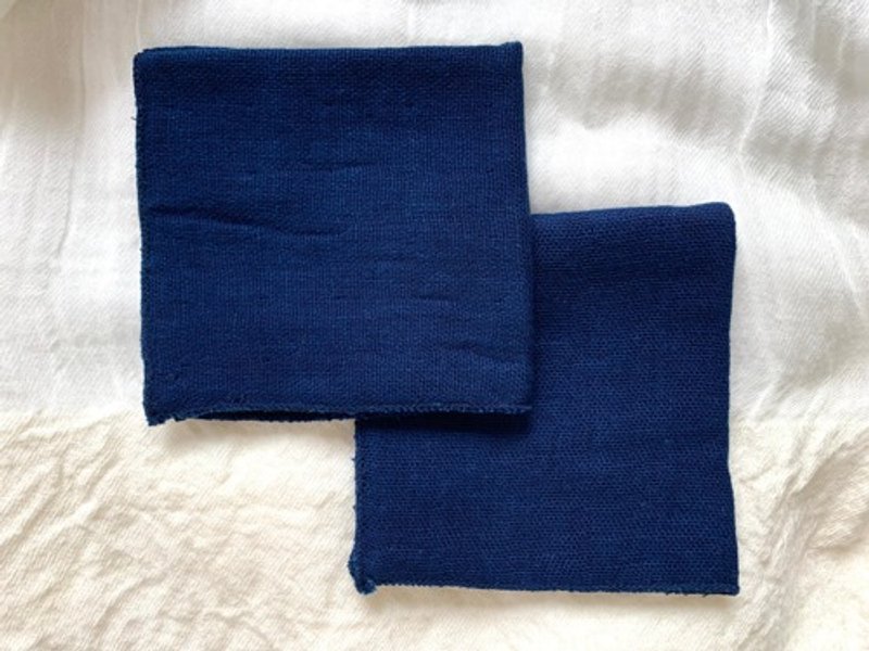 Organic Cotton 藍染 3重ガーゼハンカチ2枚セット　小小 - 露營用品 - 棉．麻 藍色