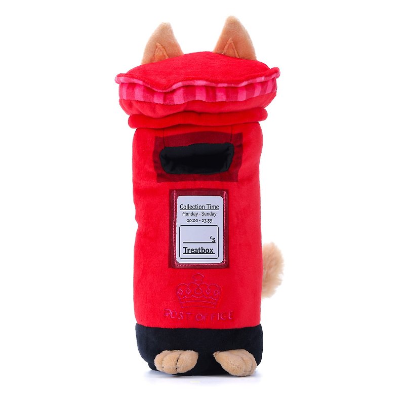 Woof2 British Postbox Treat-Dispensing Soft Plush Pet Toy - ของเล่นสัตว์ - เส้นใยสังเคราะห์ สีแดง