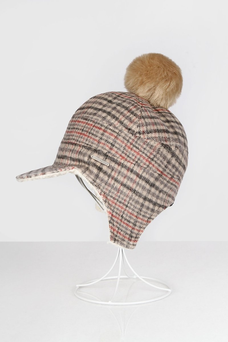 Fluffy Christmas Two-Color Reflective Flying Cap - England Plaid/White - Hats & Caps - Wool Khaki