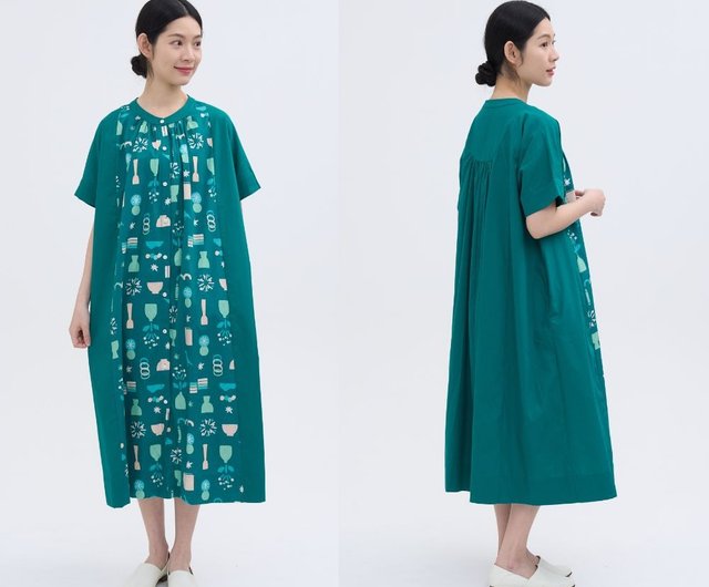 希少✨️KENZO Paris緑タグ刺繍 日本製 シャツワンピース ヴィンテージ マキシシャツワンピース/ターコイズグリーン - ショップ 印花楽