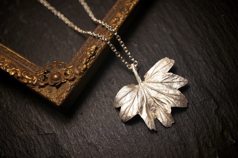 925 纯銀楓葉吊咀(大)  不包括銀鏈- 手作 (MW P1106) - 項鍊 - 純銀 銀色