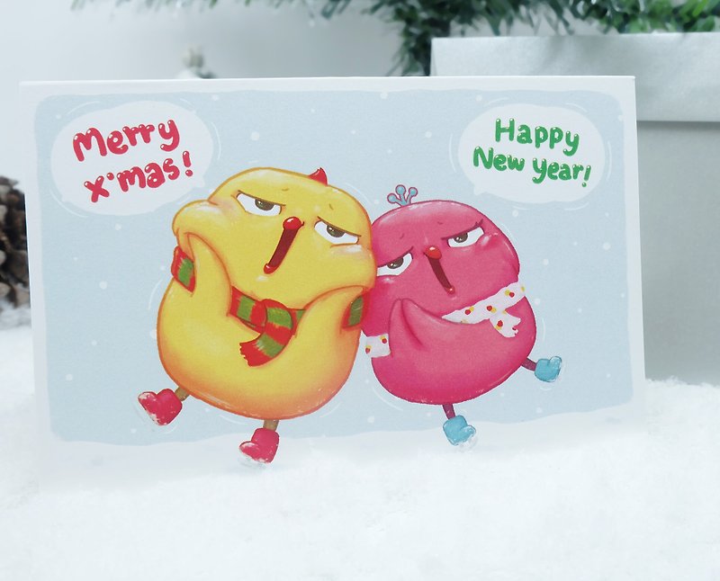 Warbie X'Mas Card : Warbie&phebie on ice ( Merry christmas & Happy new year) - 心意卡/卡片 - 紙 白色