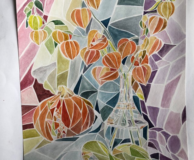 絵画　モダンアート　水彩画原本『Olive』 DEEP WATER LAVENDER- モダンアート 抽象画 絵画 おしゃれ
