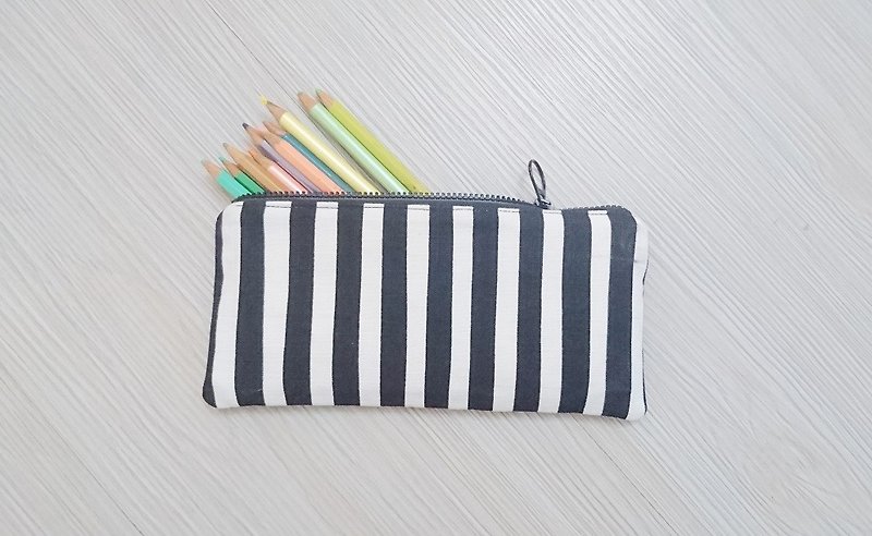 Pencil case stationery cotton linen pencil case tool bag storage bag stripes - กล่องดินสอ/ถุงดินสอ - ผ้าฝ้าย/ผ้าลินิน 