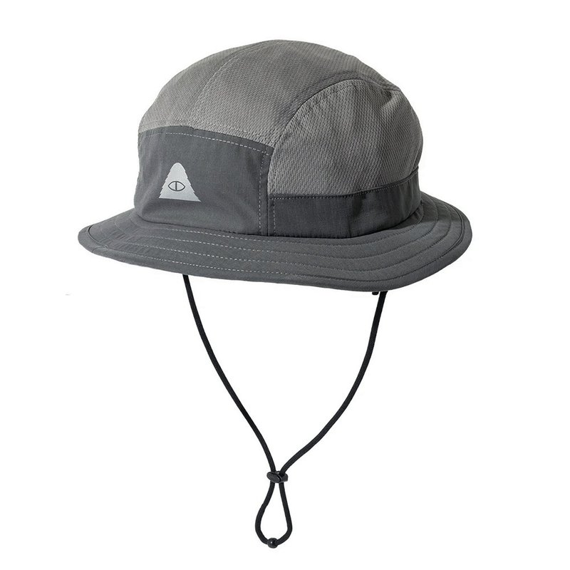日本限定POLER DRY DRAW CORD RUN HAT 吸濕速乾束繩跑帽 / 灰 - 帽子 - 聚酯纖維 灰色