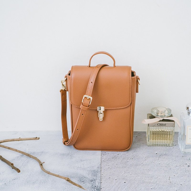 Charming Genuine Leather Phone Pouch 22274 Brown N - Messenger Bags & Sling Bags - Genuine Leather Orange