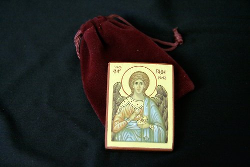 Orthodox small icons hand painted orthodox wood icon Saint Archangel Raphael pocket size miniature