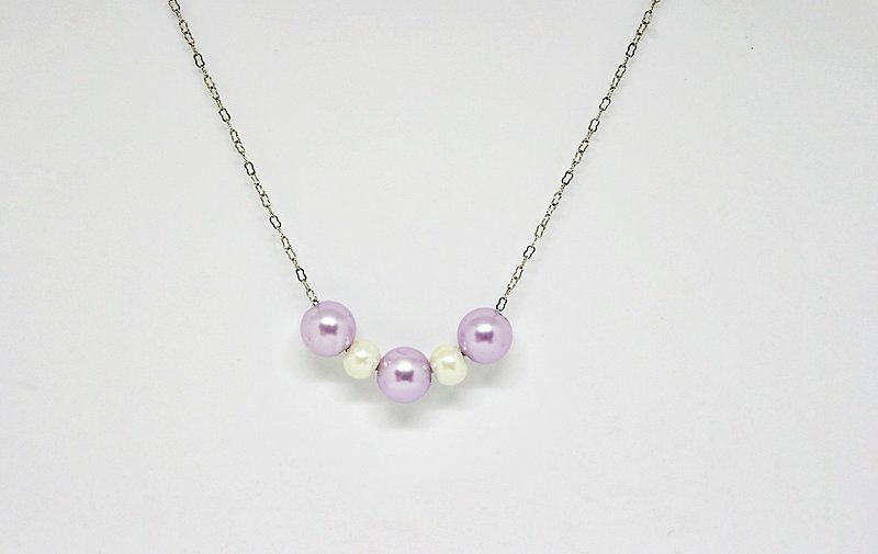 Alloy necklace * * ➪ purple white balls limited X1 - สร้อยคอ - อะคริลิค สีม่วง