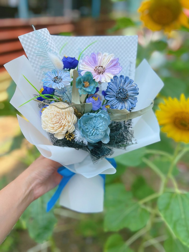 【畢業花束】flower-of-life   藍海星願 青春繽紛畢業花束 - 乾燥花/永生花 - 植物．花 藍色