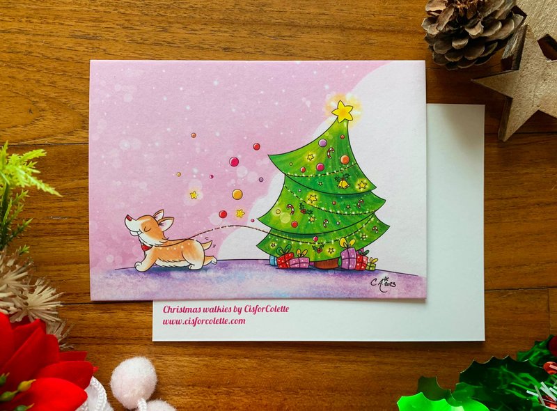 Christmas walkies postcard - Cards & Postcards - Paper Pink