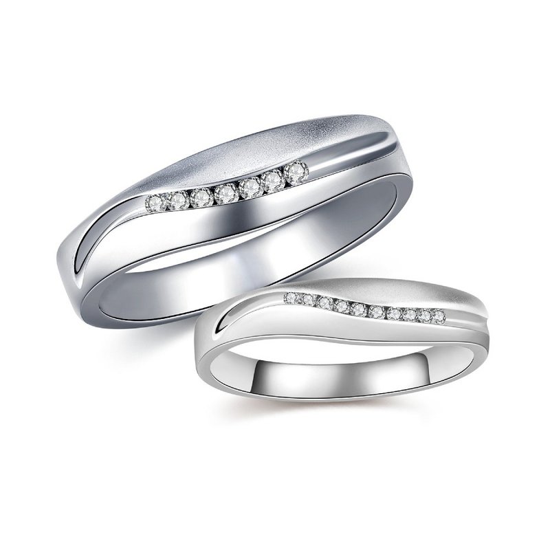 幸福點滴  鑽石白鋼求婚結婚對戒-戒圍加大不加價-可單買洽設計師 - 對戒 - 鑽石 銀色