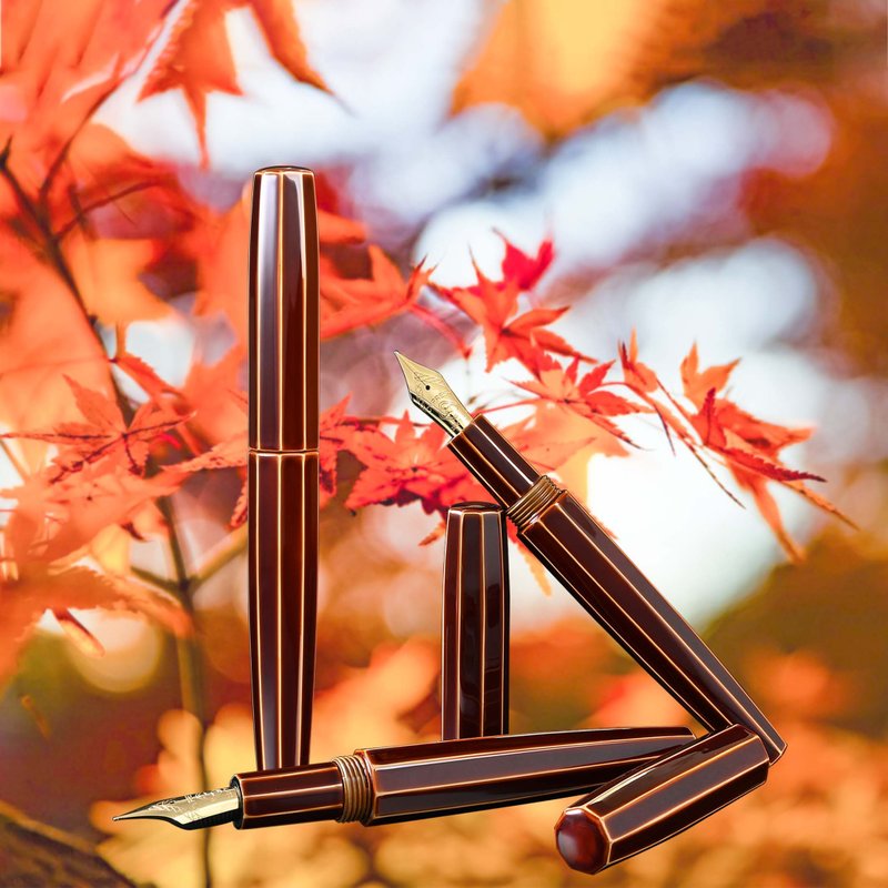 CYPRESS【枇杷溜-九角】氣密套筆蓋設計 傳統工藝  漆藝鋼筆 - 鋼筆 - 其他材質 咖啡色