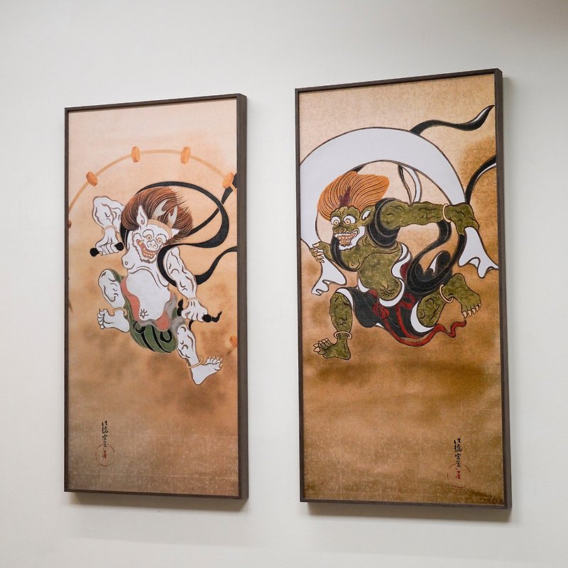 [Aeolus and Thor Figure / Hanging Scroll] Japanese Linpai - Posters - Paper 