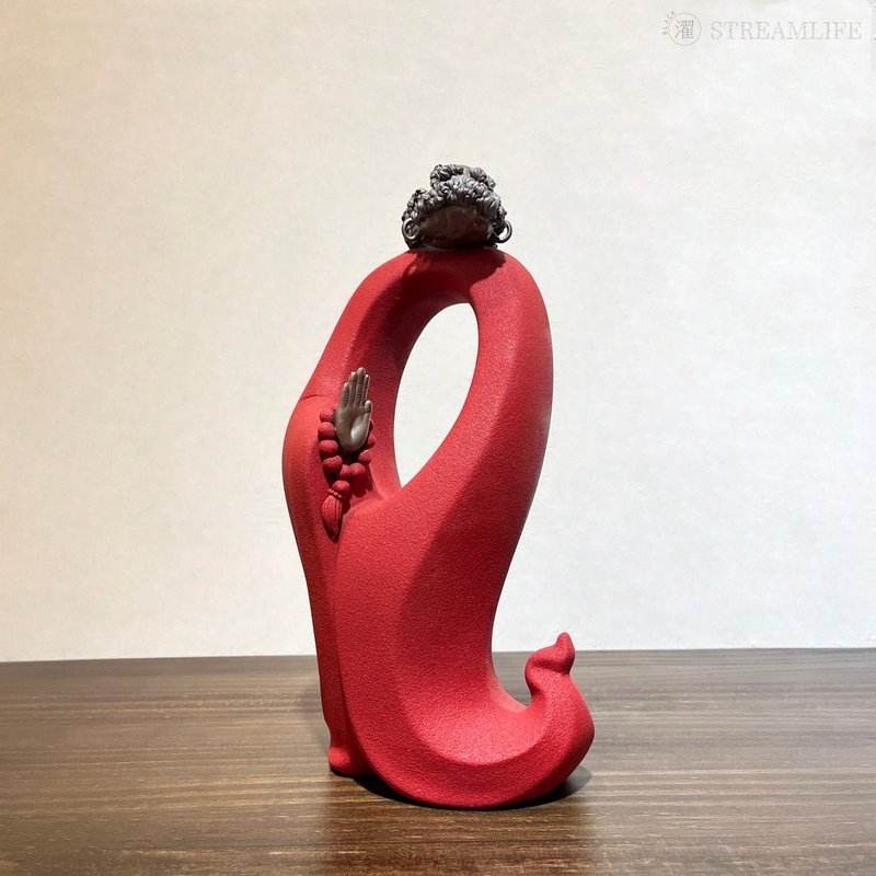 達摩神像 - 擺飾/家飾品 - 陶 紅色