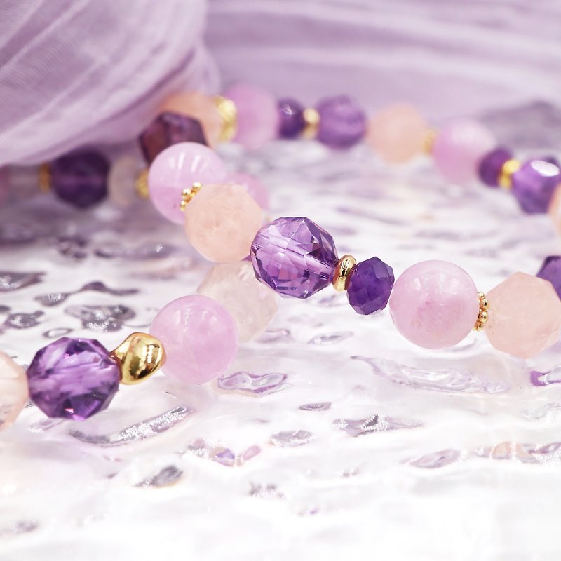 Crystal Bracelet STAR CUT Purple Lithium Amethyst Honey Stone - Bracelets - Crystal Purple