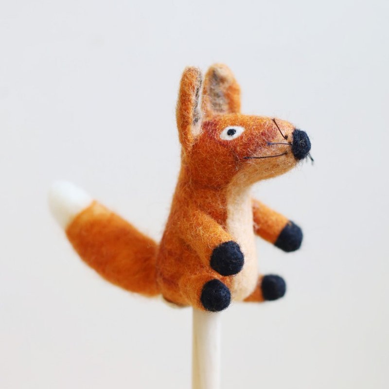 Woolfelting Fox Finger Puppet Keychain SheepMouatian - อื่นๆ - ขนแกะ สีส้ม