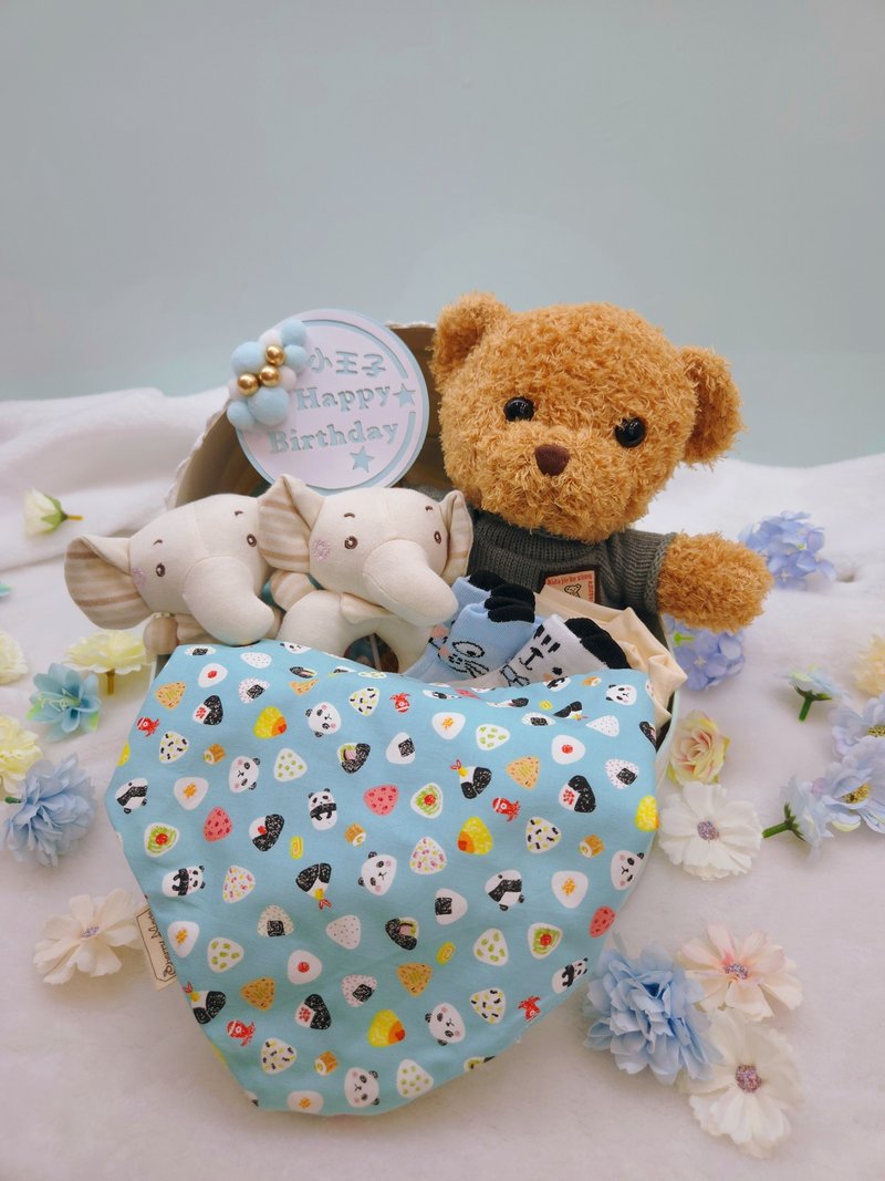 綠色小貓熊搖籃滿月禮/彌月禮盒/生日/新生兒/送禮/口水巾 - 圍兜/口水巾 - 棉．麻 綠色