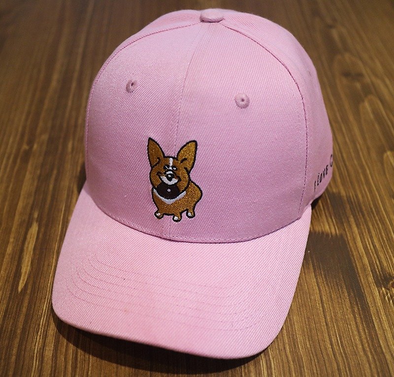 Mr. Butter Cafe exclusive custom embroidery baseball cap powder - หมวก - ผ้าฝ้าย/ผ้าลินิน สึชมพู