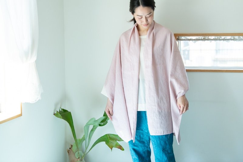 【シャクヤク染め】Organic Cotton 楊柳生地　夏の大判ストール - 絲巾 - 其他材質 粉紅色