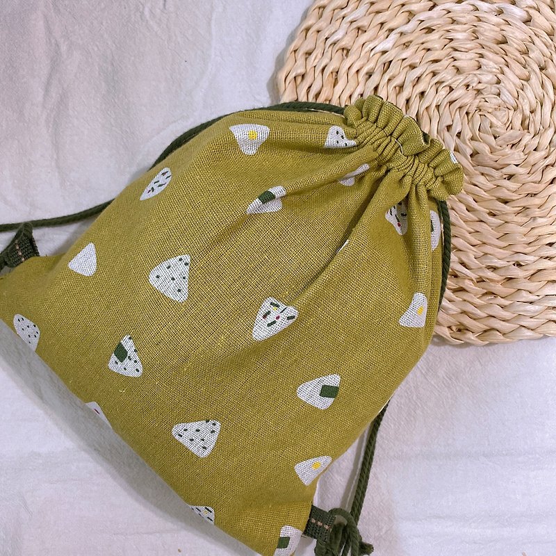 Warm-feeling rice ball baby child's small bag with mouth [Rainbow Life] - Drawstring Bags - Cotton & Hemp Green