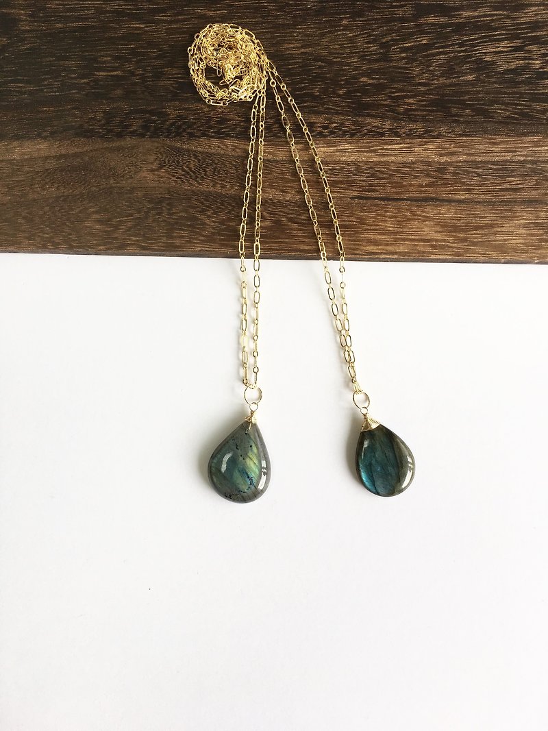  Labradorite long necklace - 長項鍊 - 石頭 藍色