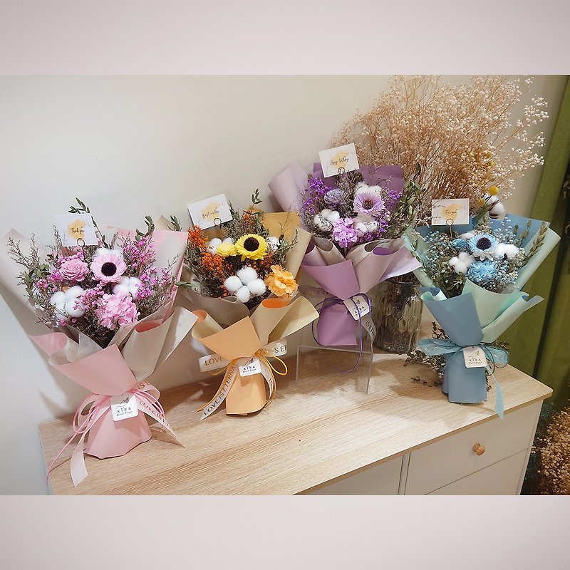 Shanye Wanli Preserved Flower Bouquet Medium Price Send Small Card/Preserved Flowers/Dried Flowers/Valentine’s Day/Bouquet - Dried Flowers & Bouquets - Plants & Flowers Orange