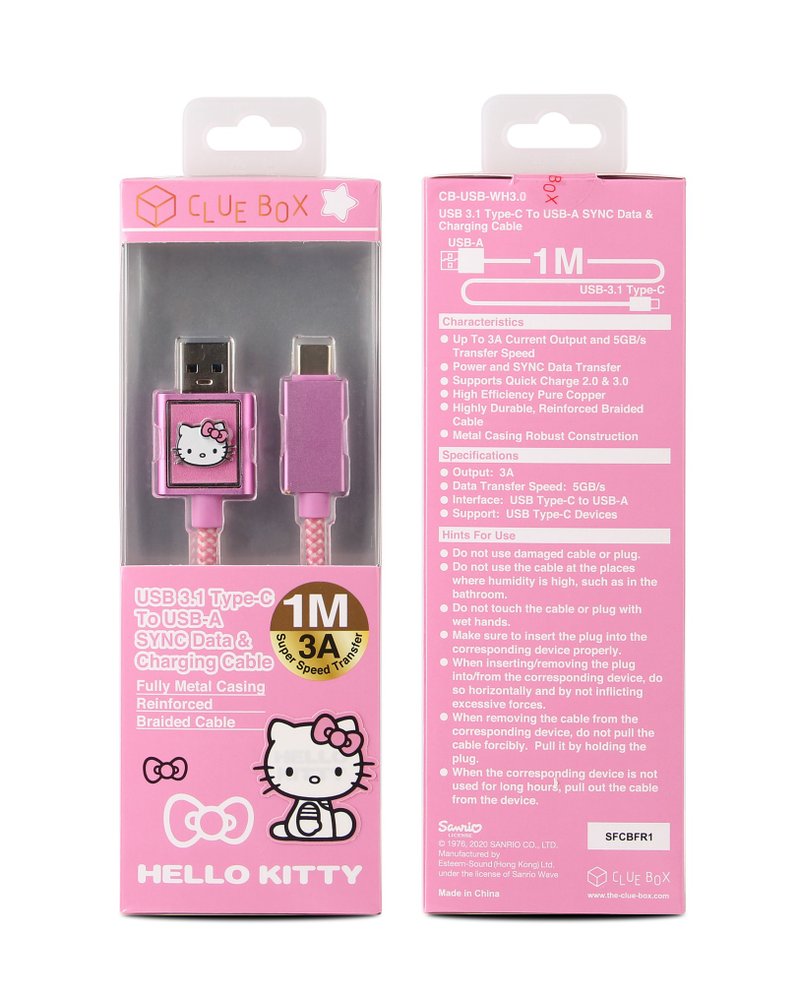 USB-C to USB-A Sync Data & Charging Cable - Hello Kitty - Computer Accessories - Plastic Pink