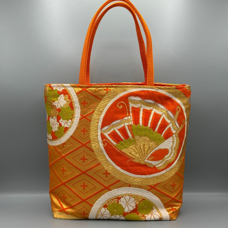 Kimono Obijime Remake Tote bag - Handbags & Totes - Silk Orange