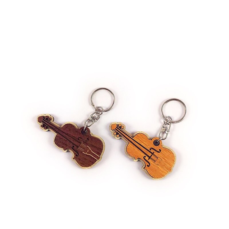 【教師節禮物】木雕鑰匙圈-提琴 - 鑰匙圈/鑰匙包 - 木頭 咖啡色