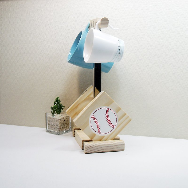 Baseball first goal implementation gloves I am the main cast coaster hanger birthday gift customized greeting - Other - Wood White