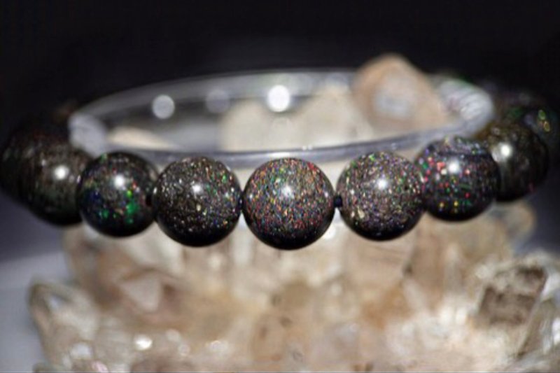 InfiniteLoop 【Astral Colored Opal】10+mm Black Australian Gemstone\Opal Bracelet - Bracelets - Crystal Multicolor