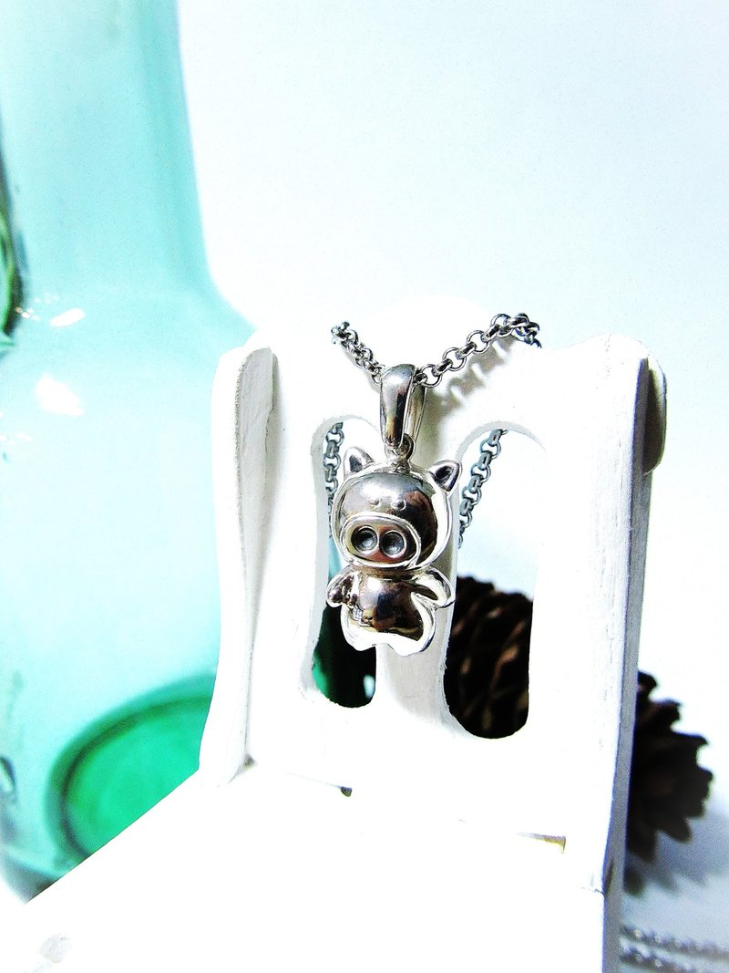 Customized silver jewelry─Children's series─Pig trotters (including thin chain) - สร้อยคอ - เงิน สีเงิน