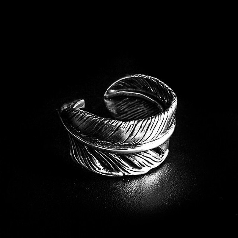 Sterling silver feather ring Solo Feather Ring - General Rings - Other Metals 