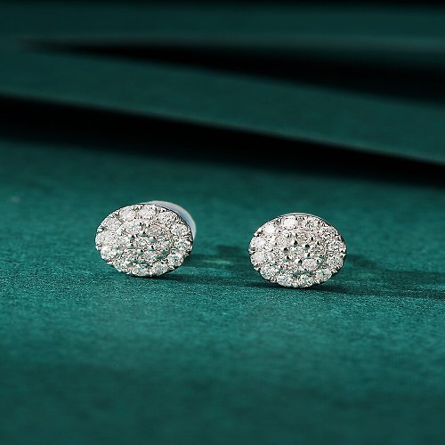WhiteKuo高級珠寶訂製所 【WhiteKuo】18K經典圍鑲鑽石耳環