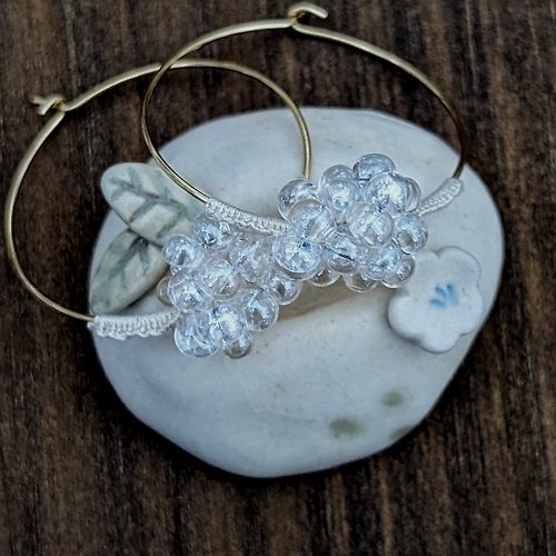 momolico.handmade 串珠 鉤針 編織 刺繡 耳環 水晶泡泡 可改夾式