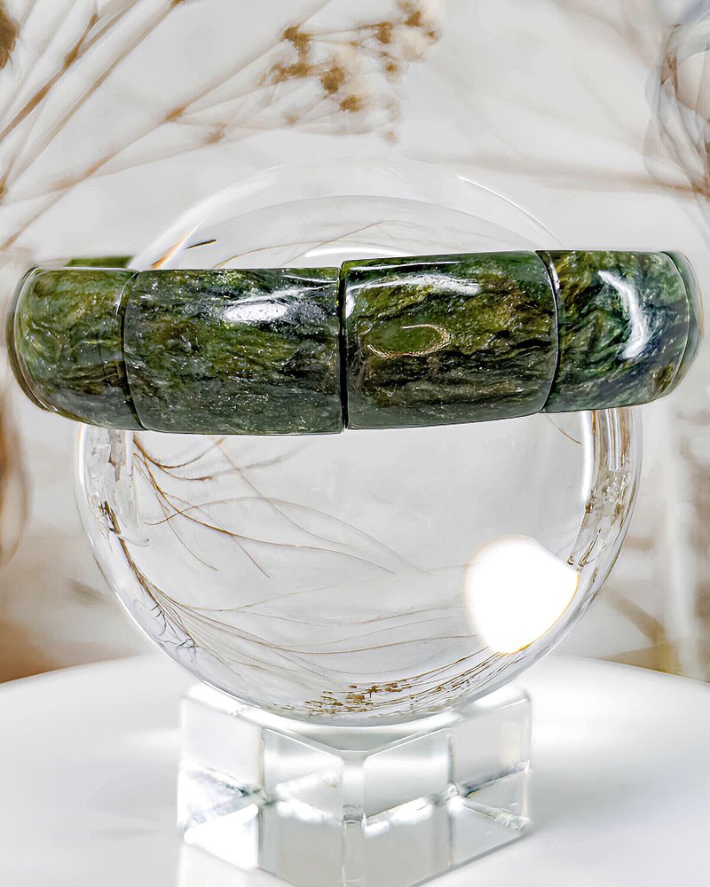 無盡迴圈【玉化綠祖母晶】14mm+莫奈花園手排/莫內花園/一物一拍 - 手鍊/手環 - 水晶 綠色