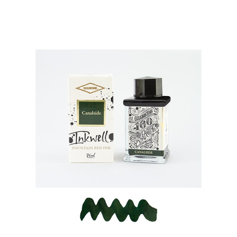 Diamine 160th Anniversary Fountain Pen Ink - Canalside - 75ml - Ink - Glass Green