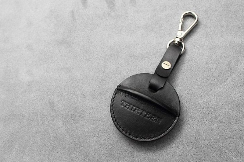 gogoro鑰匙皮套 活動鉤環款式 全黑色平紋 - 鑰匙圈/鑰匙包 - 真皮 黑色
