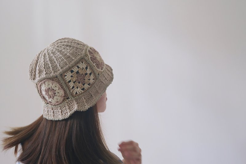 Customized | Japanese cotton thread | Crocheted spring and summer flower hat - หมวก - ผ้าฝ้าย/ผ้าลินิน 