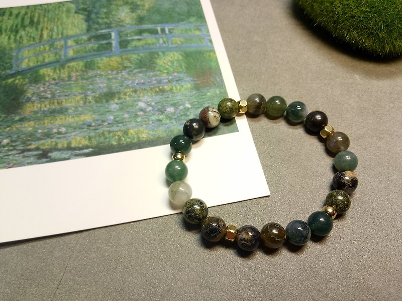 Water Lily / Natural Stone Beads / Famous Painting Series - Bracelets - Gemstone 